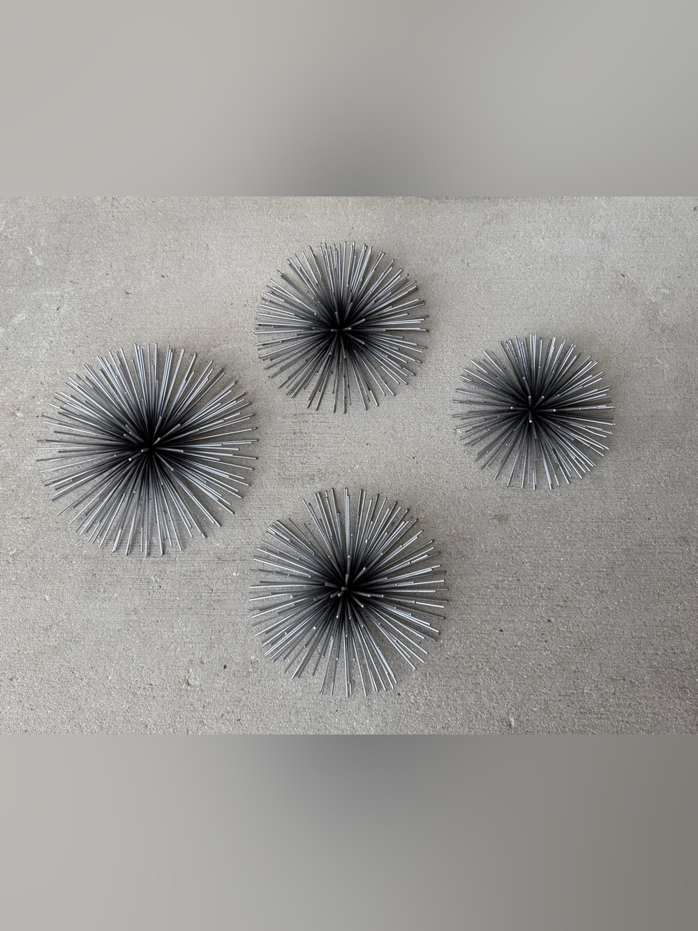 Metal Starburst Wall Sculptures - Set of 4 in Gunmetal